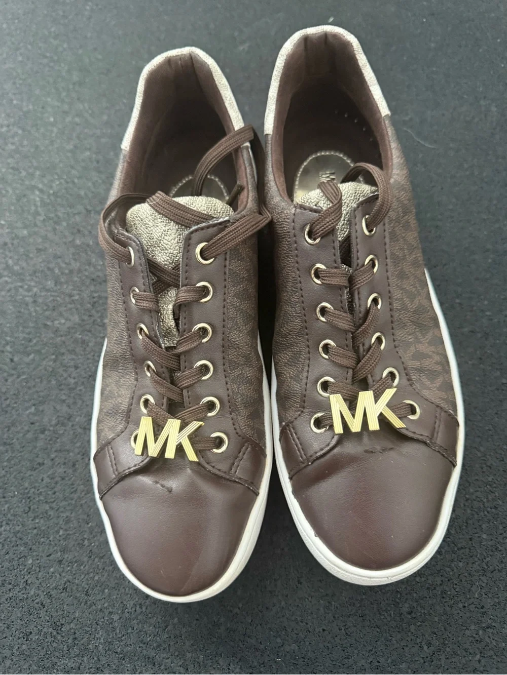 Michael Kors Keaton Brown MK Logo Lace-Up Sneakers Women’s Size 7